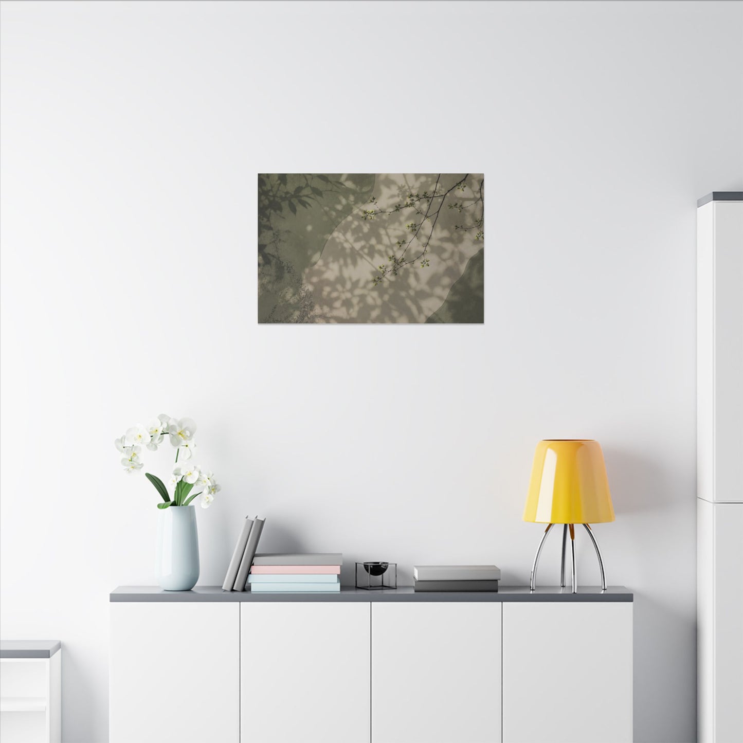 Neutral Shadow Play Canvas Art - Japanese Pattern Japandi