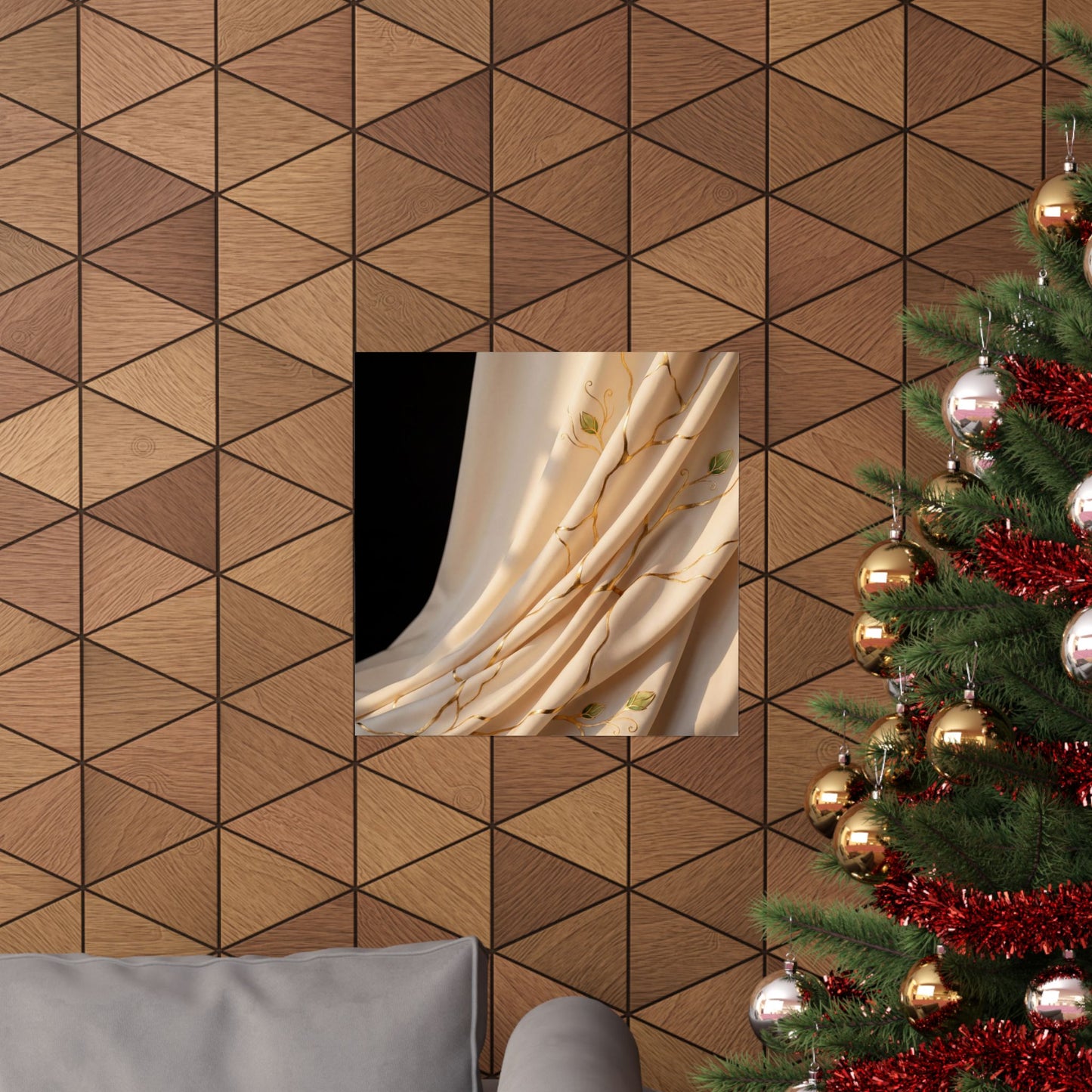 Silk Drape Crackle Gold Wall Art Print | Philosophical Kintsugi Art