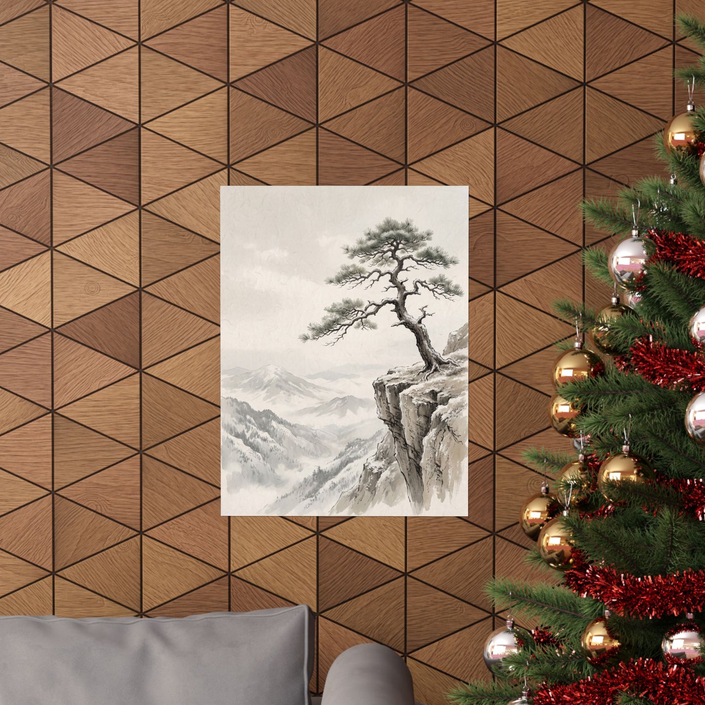 Pine Tree Wall Art Print | Winter Japandi Japanese Pattern Art