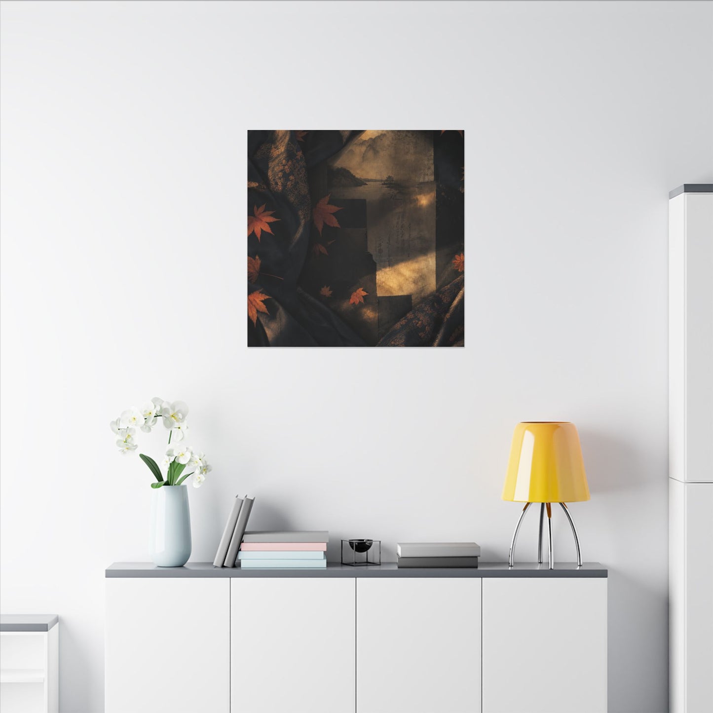 Autumn Silk Drape Shadow Zen Canvas Art | Bold Decor