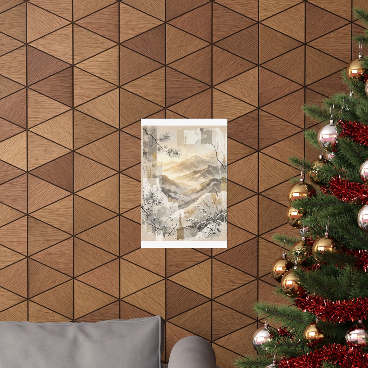 Mountain Mist Japanese Pattern Wall Art Print | Earthy Japandi Art