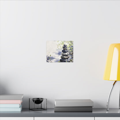 River Stones Sumi E Canvas Art | Serene Zen Art