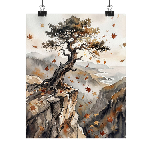 Pine Tree Watercolor Wall Art Print | Earthy Japandi Art