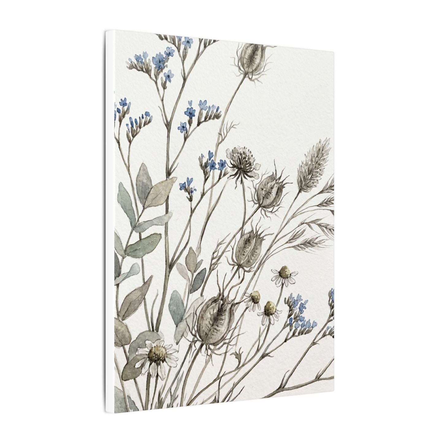 Dried Flowers Canvas Art | Summer Japandi Watercolor Art