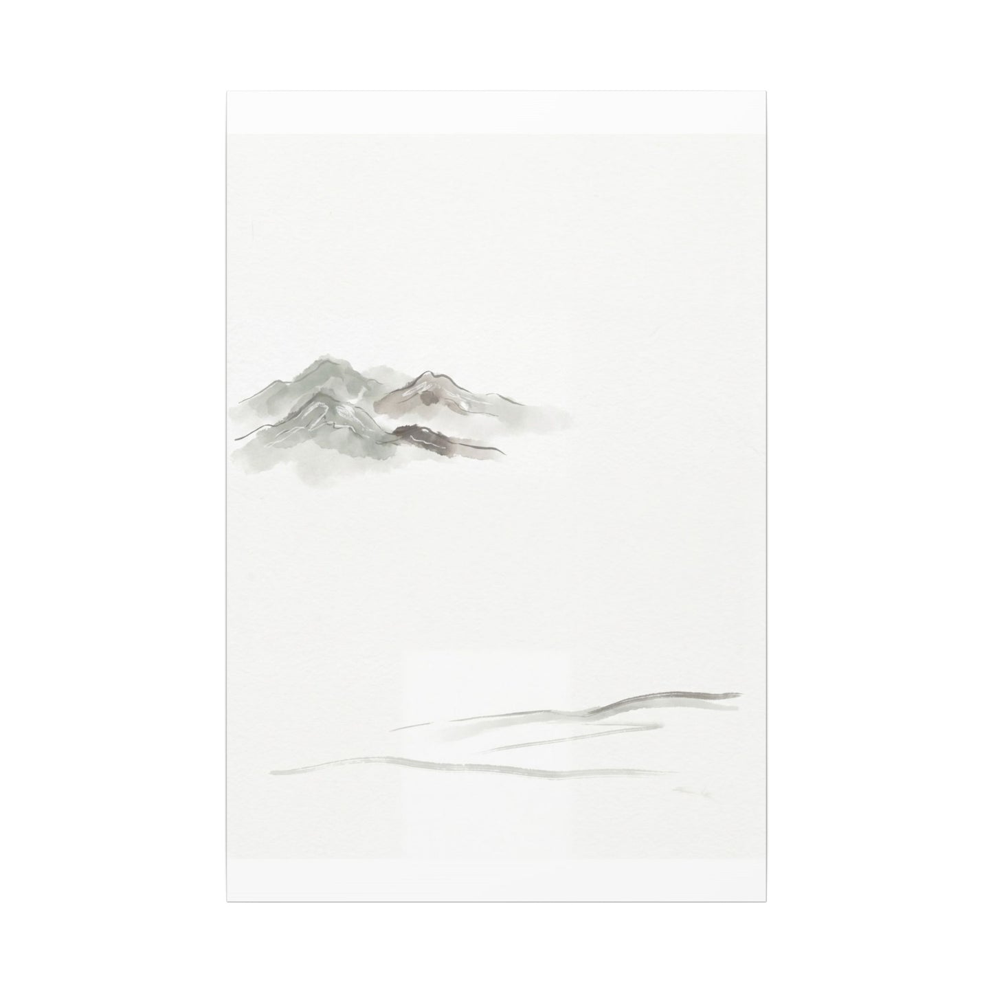 Winter Mountain Mist Minimal Line Canvas Art | Elegant Decor