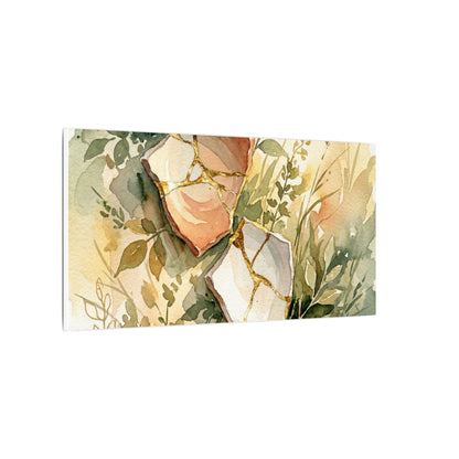 Japandi Broken Pottery in Golden Hour | Watercolor Canvas Art