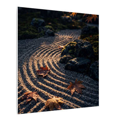 Rock Garden Moody Minimal Canvas Art | Bold Dark Japandi Art