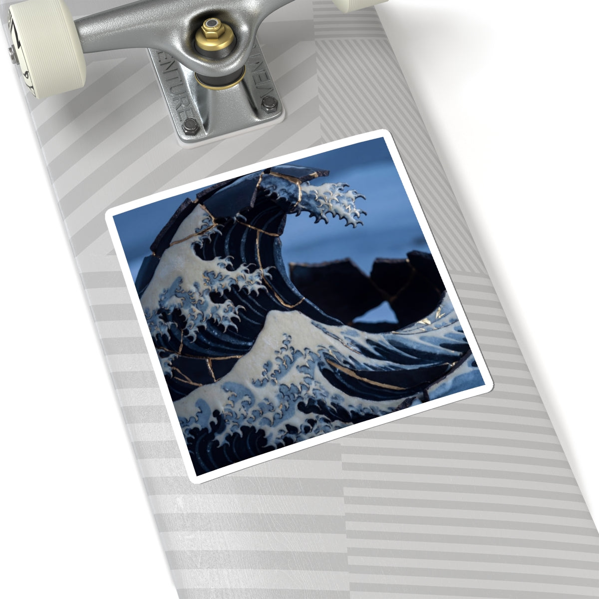 Philosophical Ocean Wave Sticker - Gold Repair Kintsugi Art Print