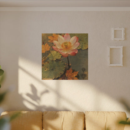 Autumn Lotus Flower Herbarium Canvas Art | Rustic Decor
