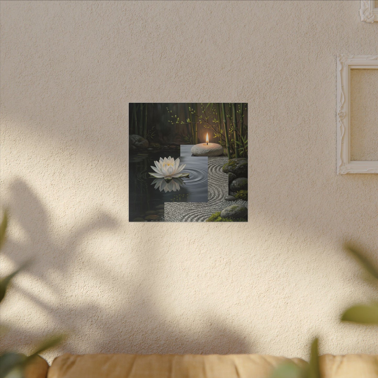 Candlelight Lotus Flower Canvas Art - Zen Kanso