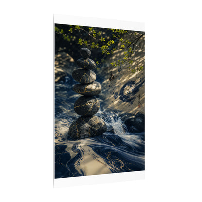 Kintsugi River Stones in Dappled | Broken Beauty Canvas Art