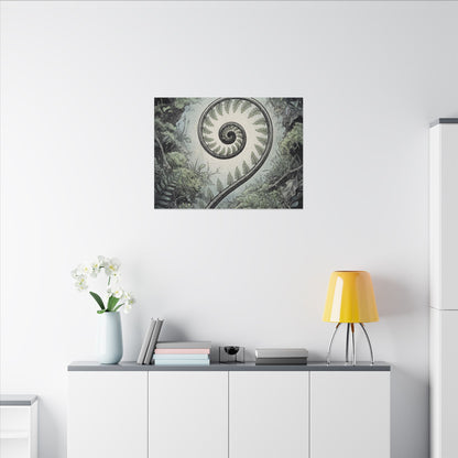 Zen Fern Unfurling in Dawn | Ukiyo E Inspired Canvas Art