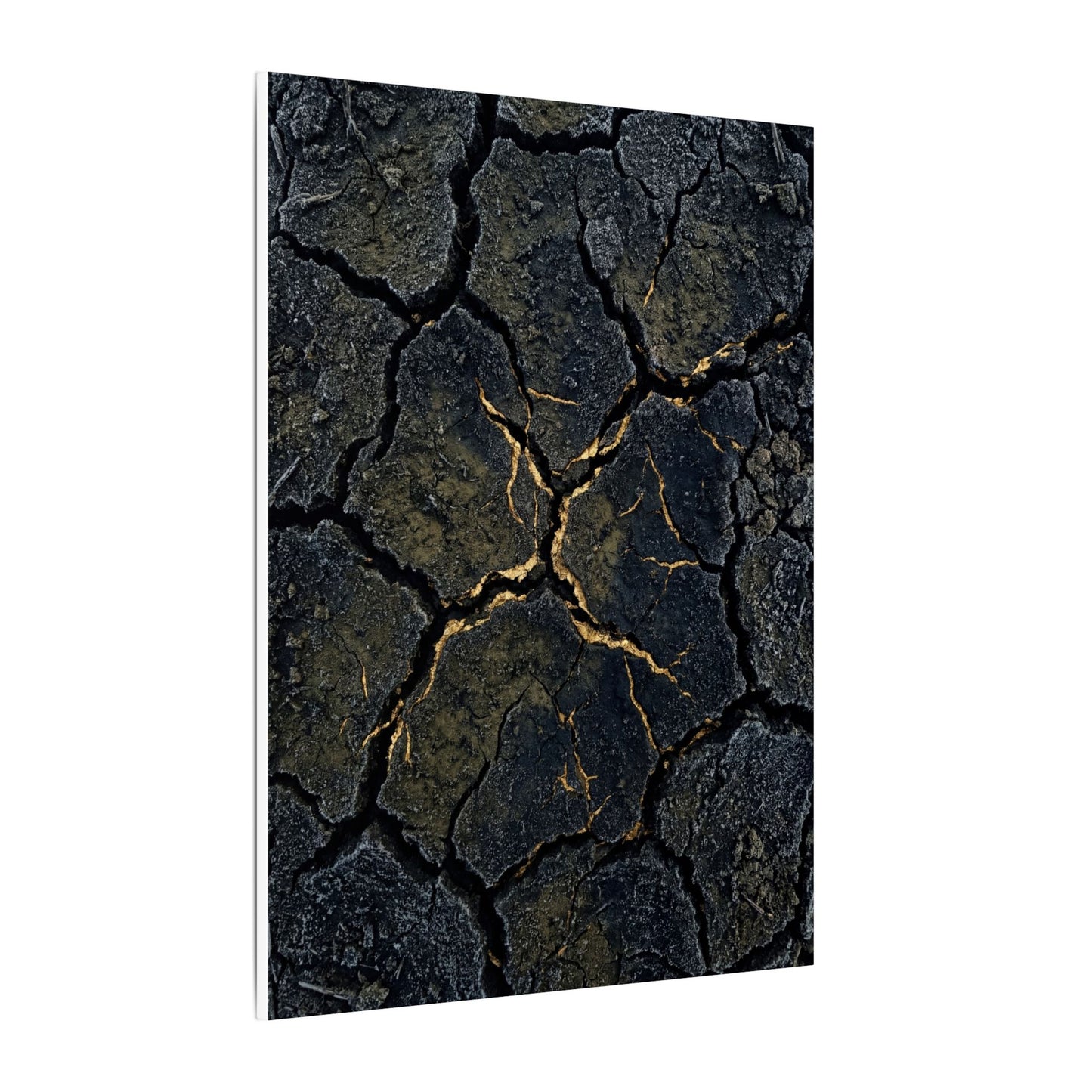 Overcast Cracked Earth Canvas Art - Dark Japandi Ma