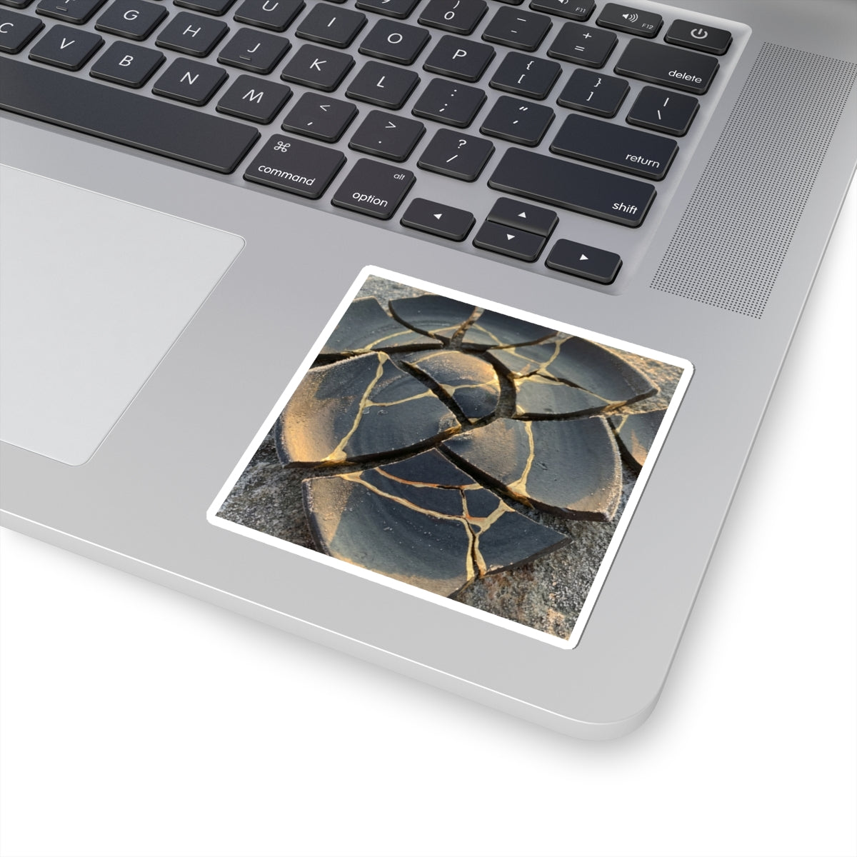 Golden Hour Broken Pottery Sticker - Kintsugi Kanso Art Print