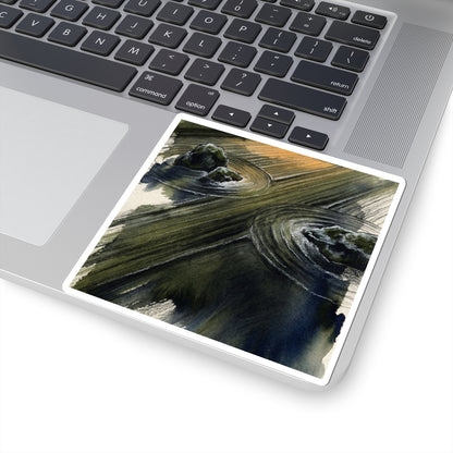 Sophisticated Rock Garden Sticker - Charcoal Ink Dark Japandi