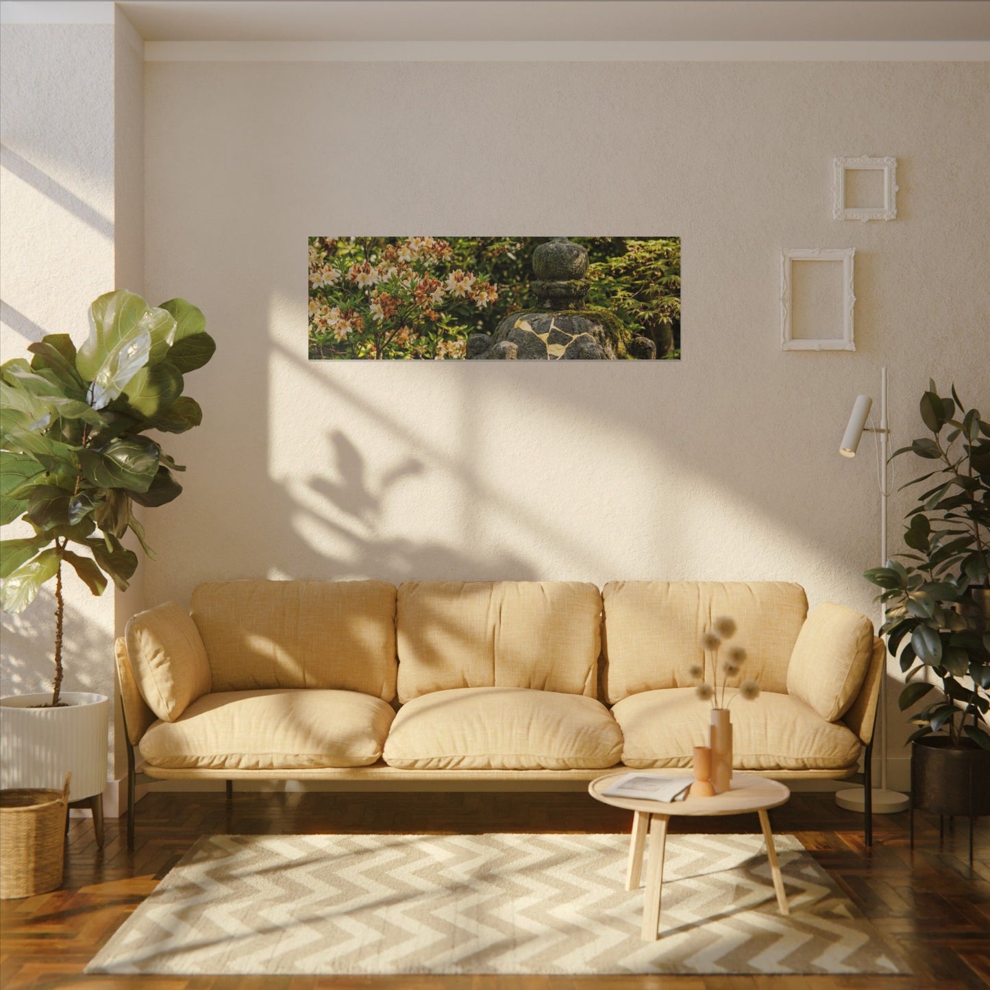 Spring Stone Lantern Gold Repair Canvas Art | Beautiful Decor