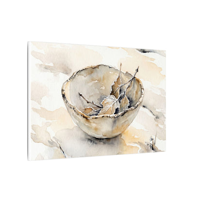 Ceramic Bowl Canvas Art | Winter Japandi Watercolor Art
