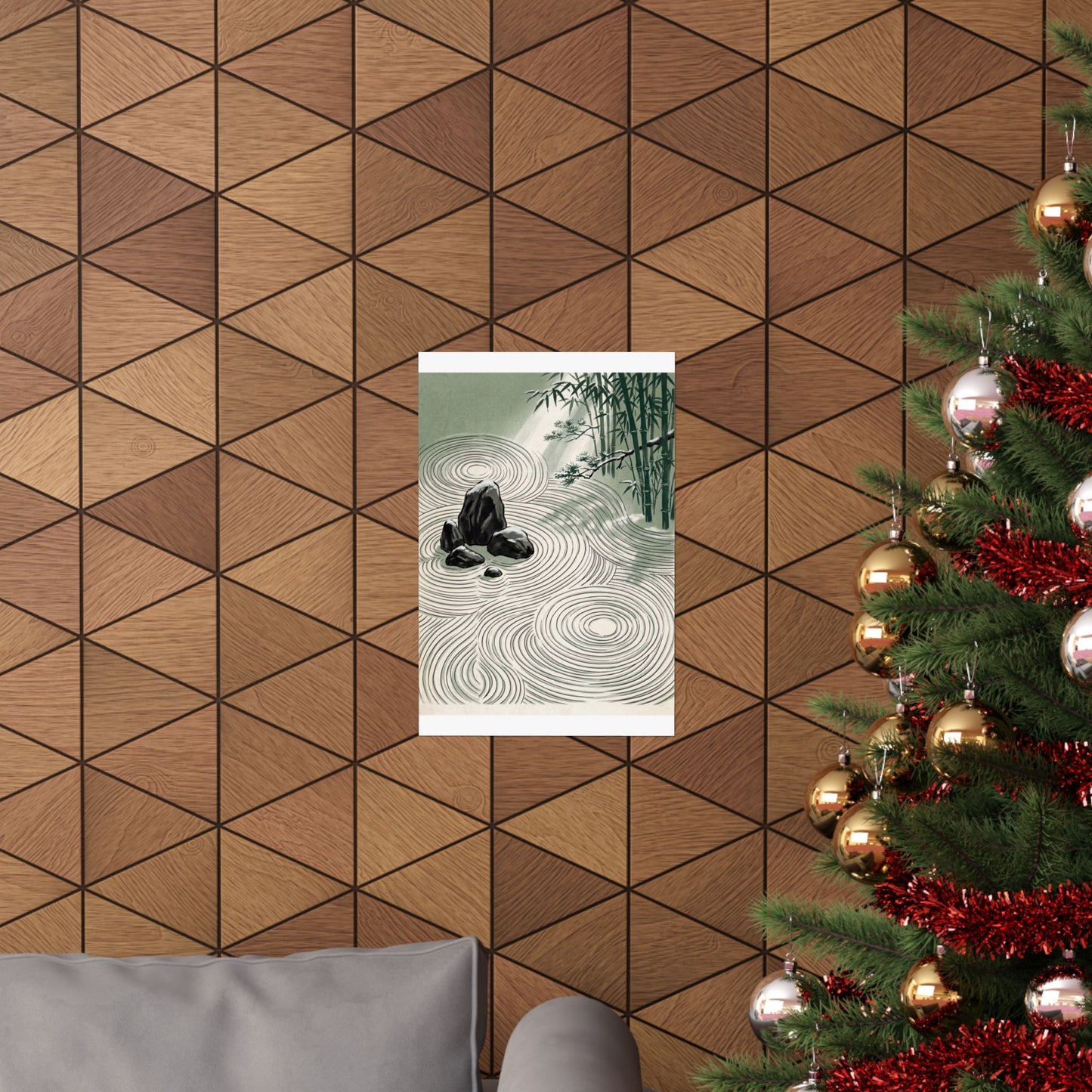 Winter Rock Garden Ukiyo E Inspired Wall Art Print | Calm Decor