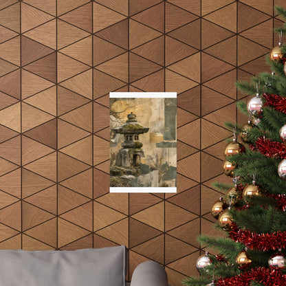 Shibui Stone Lantern Wall Art Print - Japandi Texture