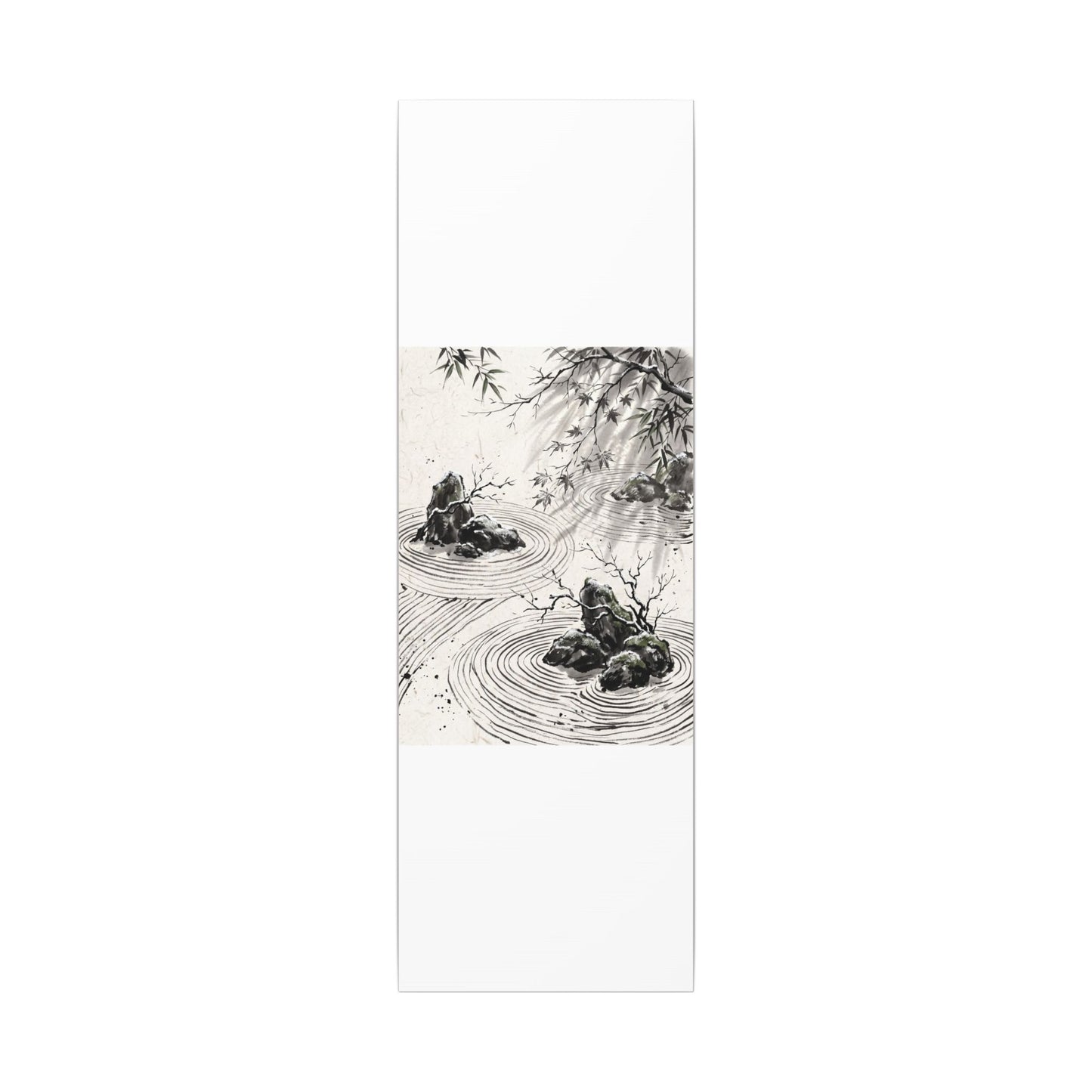Rock Garden Canvas Art | Winter Zen Sumi E Art