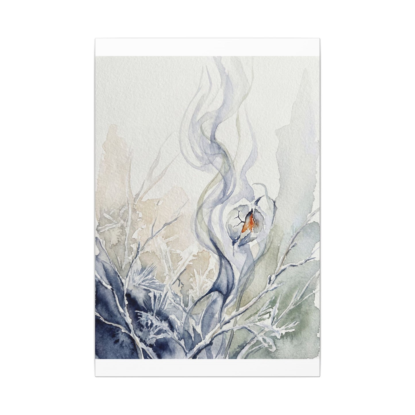 Earthy Incense Smoke Canvas Art - Watercolor Japandi