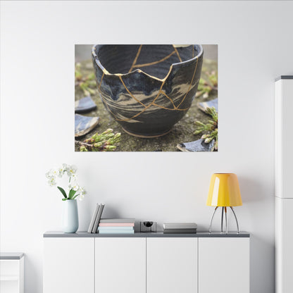 Datsuzoku Ceramic Bowl Canvas Art - Kintsugi Gold Repair