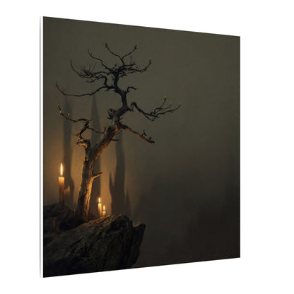 Ma Pine Tree Canvas Art - Dark Japandi Shadow Zen