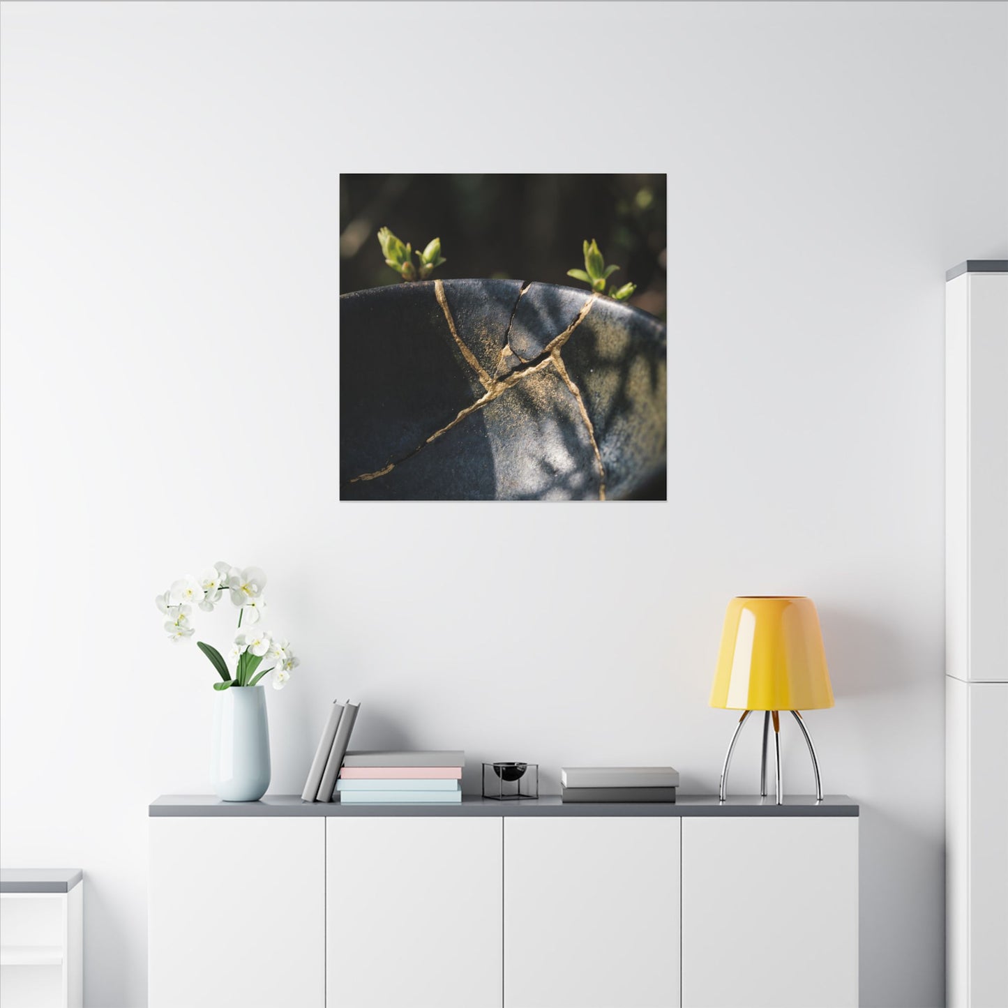 Seijaku Broken Pottery Canvas Art - Dark Japandi Shadow Zen