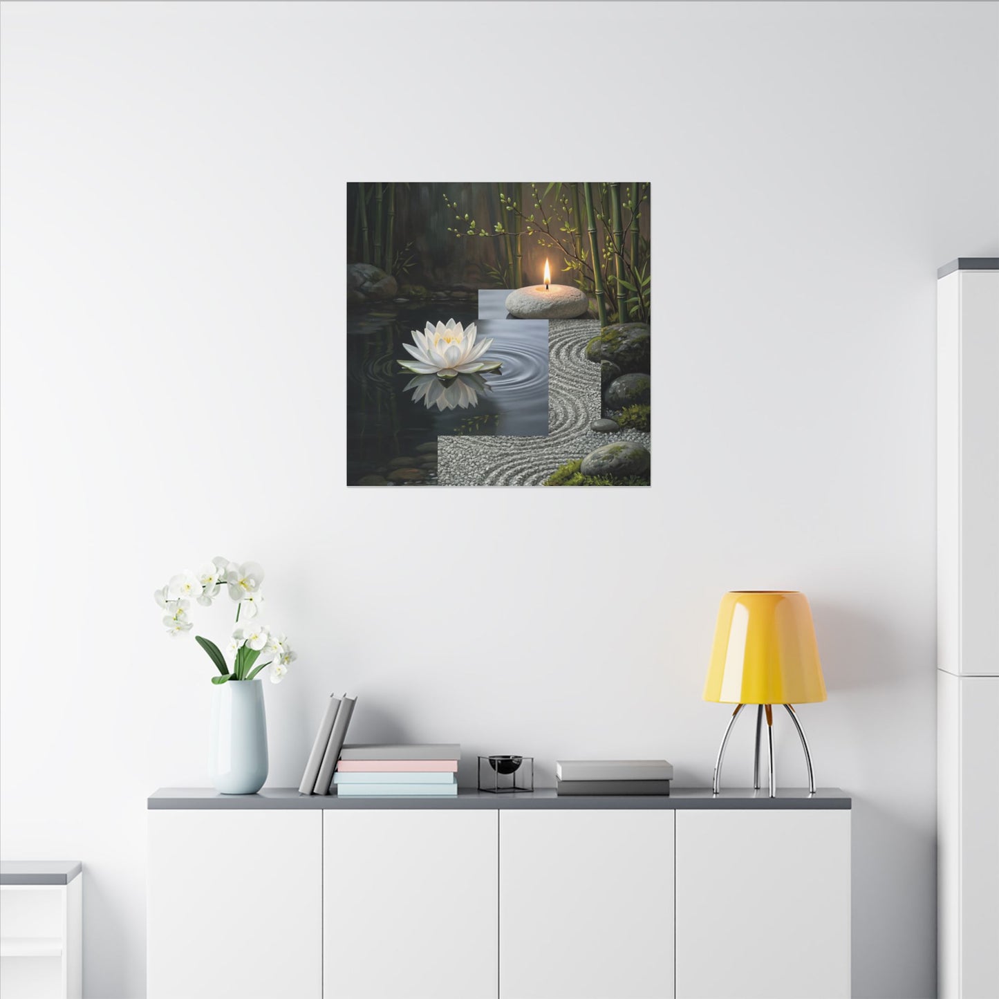 Candlelight Lotus Flower Canvas Art - Zen Kanso