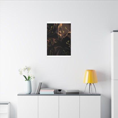 Dark Japandi Silk Drape in Golden Hour | Moody Minimal Canvas Art