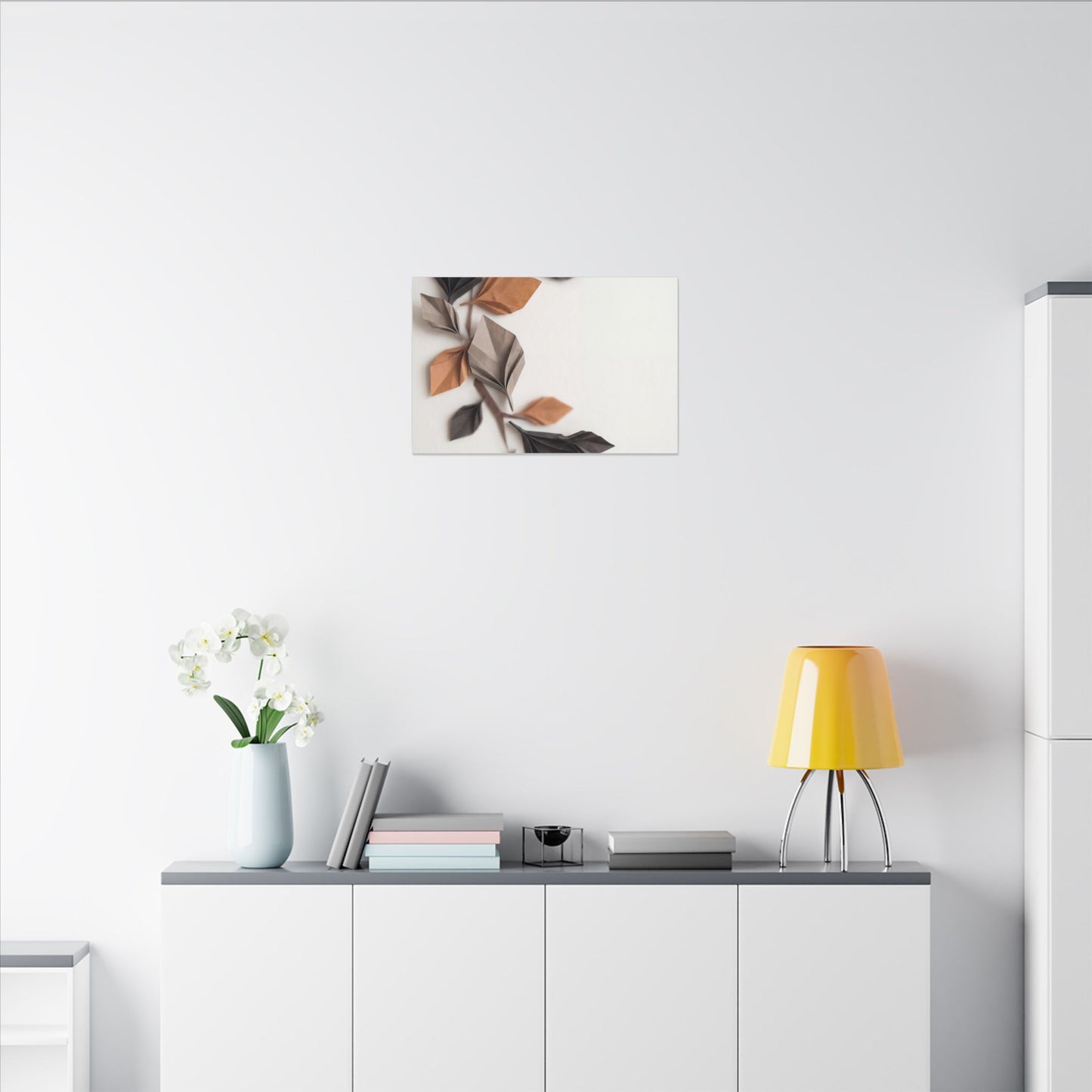 Paper Fold Autumn Canvas Art | Japandi Earthy Design