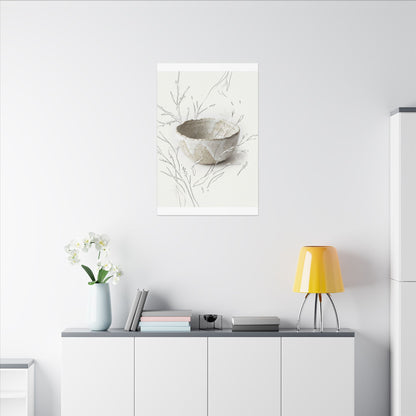 Neutral Ceramic Bowl Canvas Art - Minimal Line Japandi