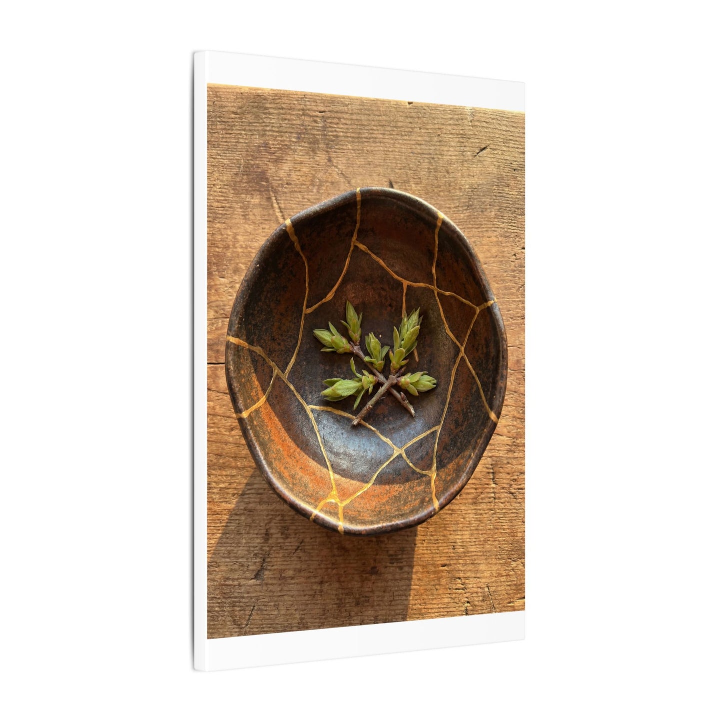 Ceramic Bowl Gold Repair Canvas Art | Resilient Kintsugi Art