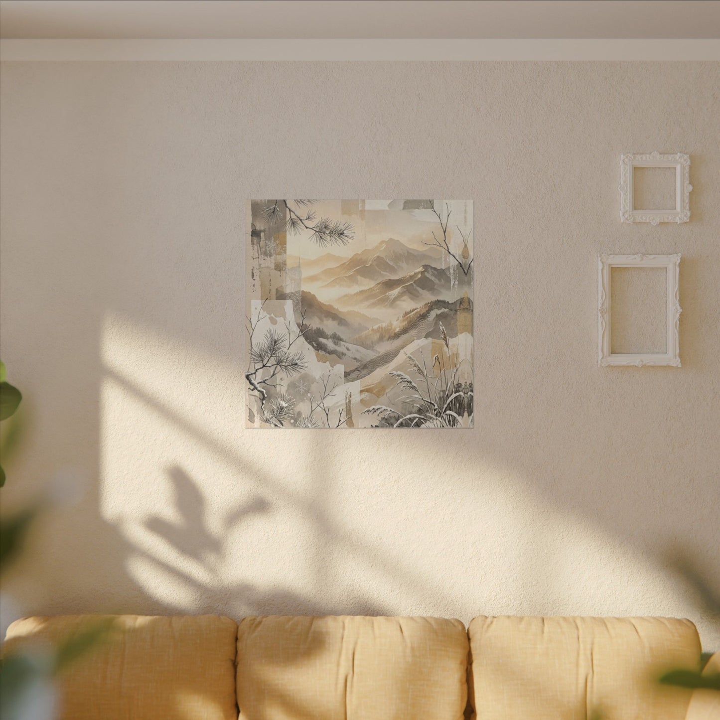Shibui Mountain Mist Canvas Art - Japandi Japanese Pattern