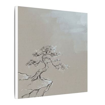 Pine Tree Minimal Line Canvas Art | Warm Japandi Art