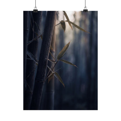 Dark Japandi Bamboo Grove in Dawn | Moody Minimal Wall Art Print Art Print