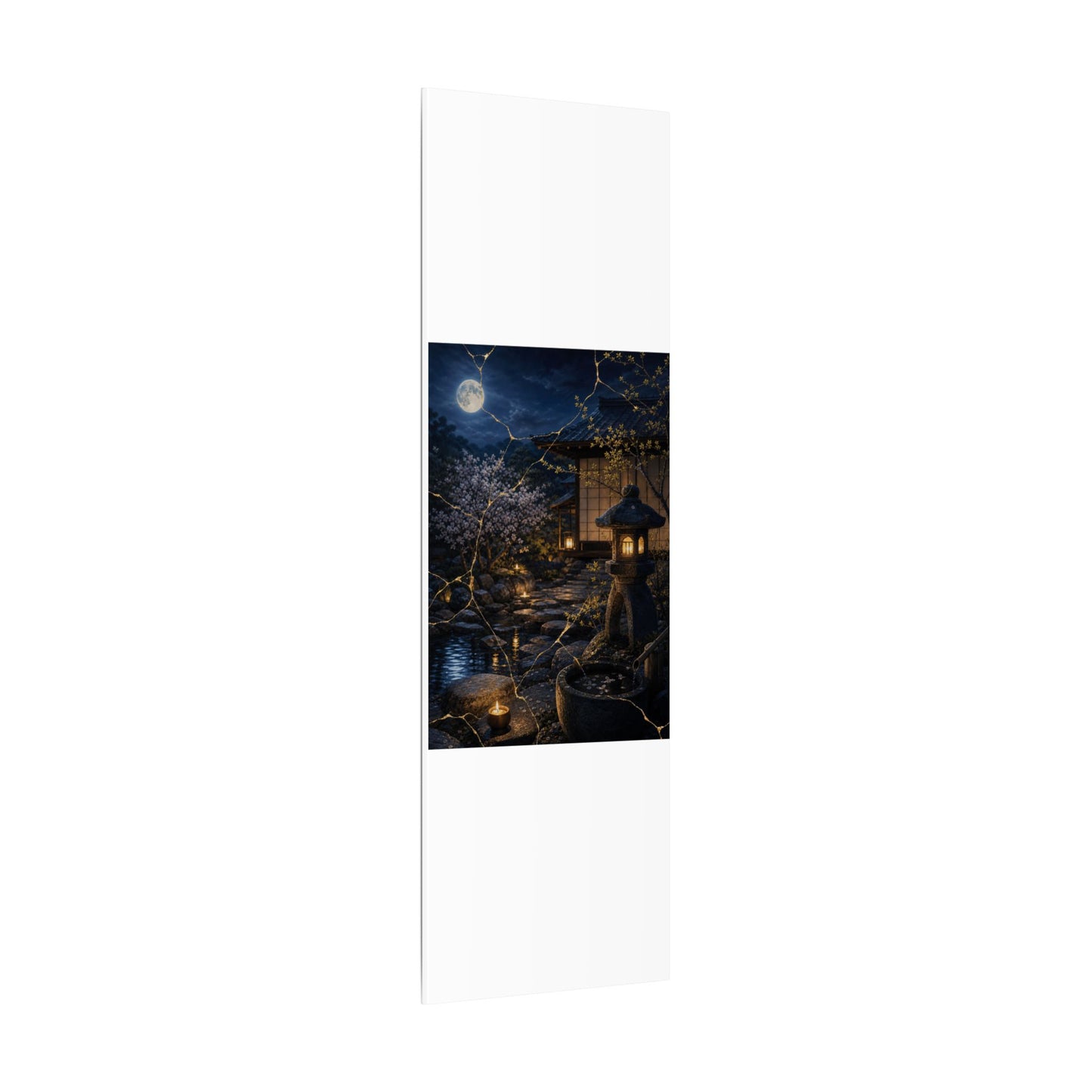 Seijaku Moonlit Garden Canvas Art - Kintsugi Gold Vein