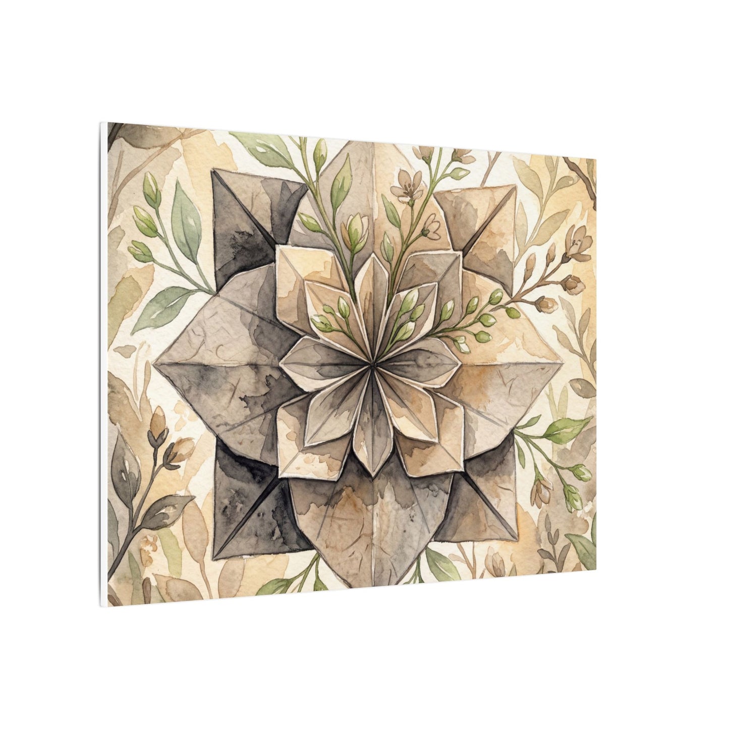 Warm Paper Fold Canvas Art - Watercolor Japandi