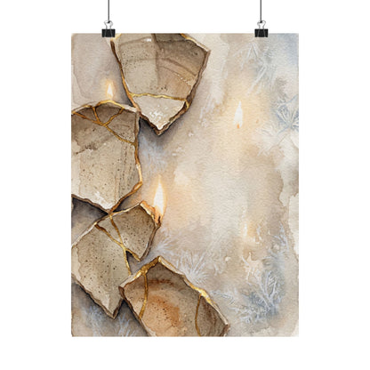 Winter Broken Pottery Watercolor Wall Art Print | Neutral Decor Art Print
