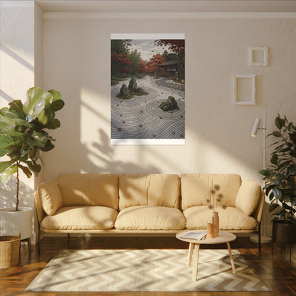 Autumn Rock Garden Ukiyo E Inspired Canvas Art | Peaceful Decor