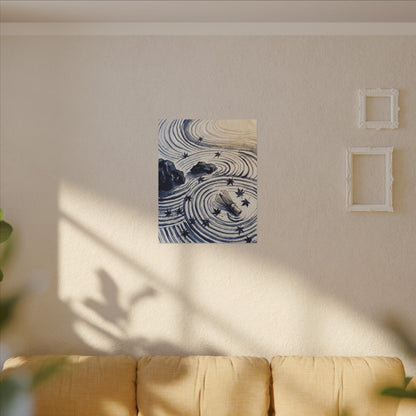 Zen Rock Garden in Golden Hour | Sumi E Canvas Art