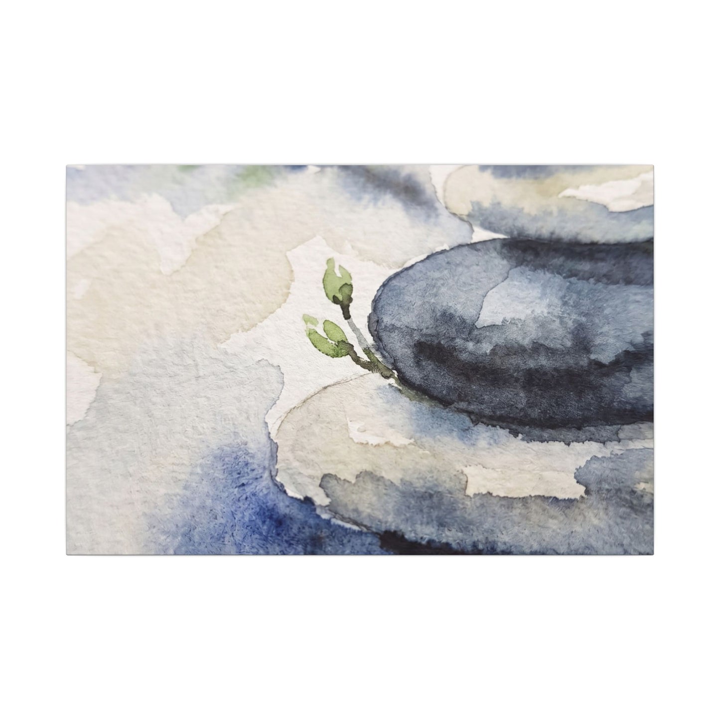 River Stones Watercolor Canvas Art | Cozy Japandi Art