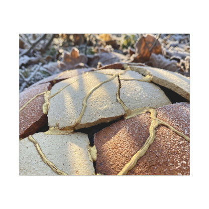 Broken Pottery Crackle Gold Canvas Art | Healing Kintsugi Art