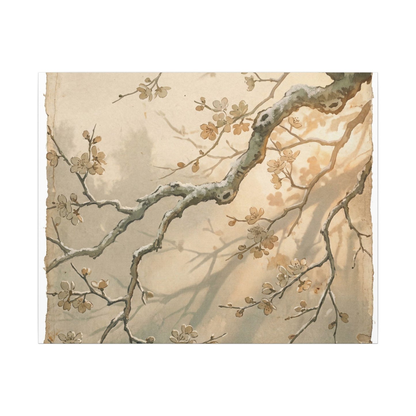 Cherry Blossom Canvas Art | Winter Japandi Japanese Pattern Art