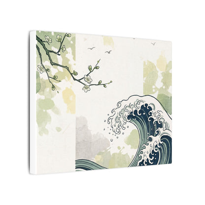 Spring Ocean Wave Ukiyo E Inspired Canvas Art | Serene Decor
