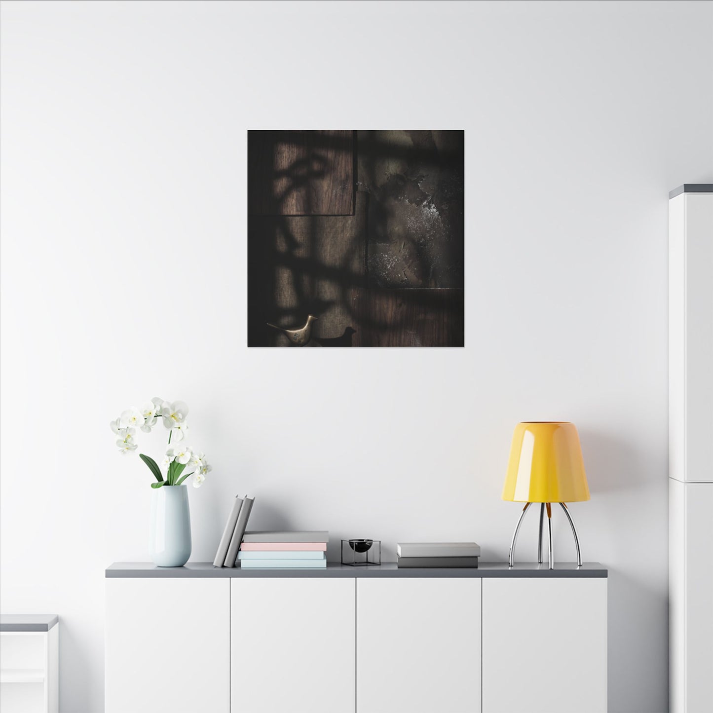Dark Japandi Shadow Play in Candlelight | Dark Texture Canvas Art
