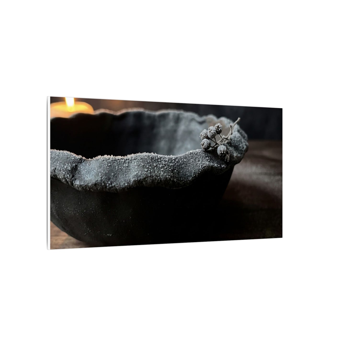 Ceramic Bowl Canvas Art | Winter Dark Japandi Shadow Zen Art