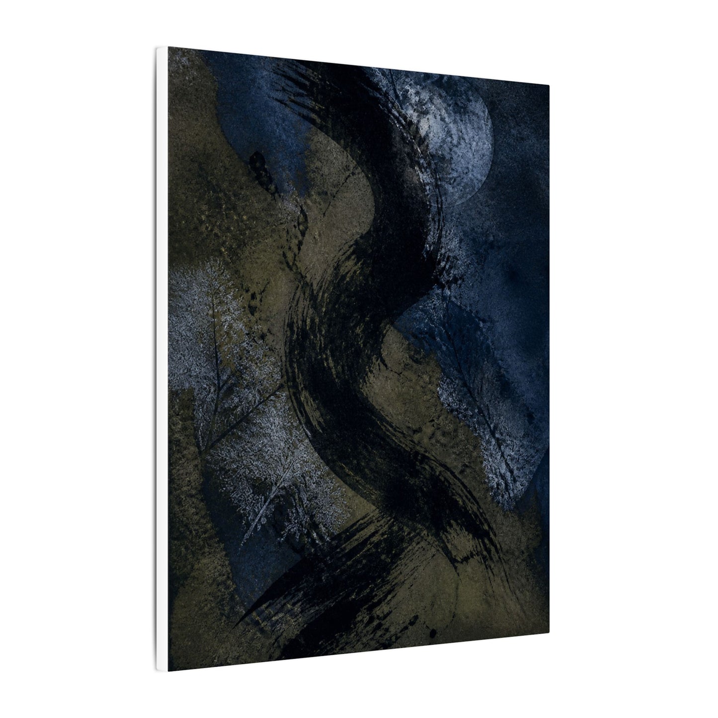 Shibui Ink Brushstroke Canvas Art - Dark Japandi Dark Texture
