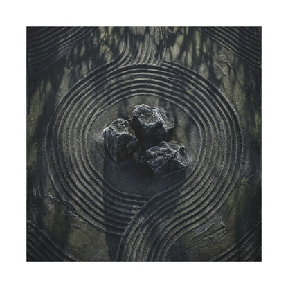 Moody Rock Garden Canvas Art - Dark Texture Dark Japandi