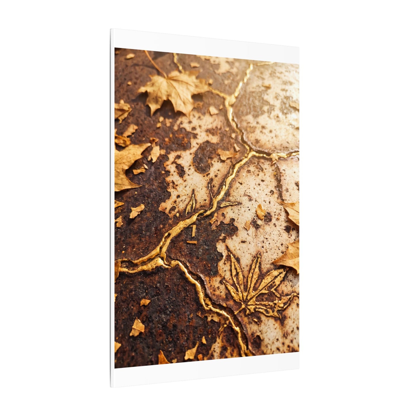 Kintsugi Rust Patina in Golden Hour | Gold Vein Canvas Art